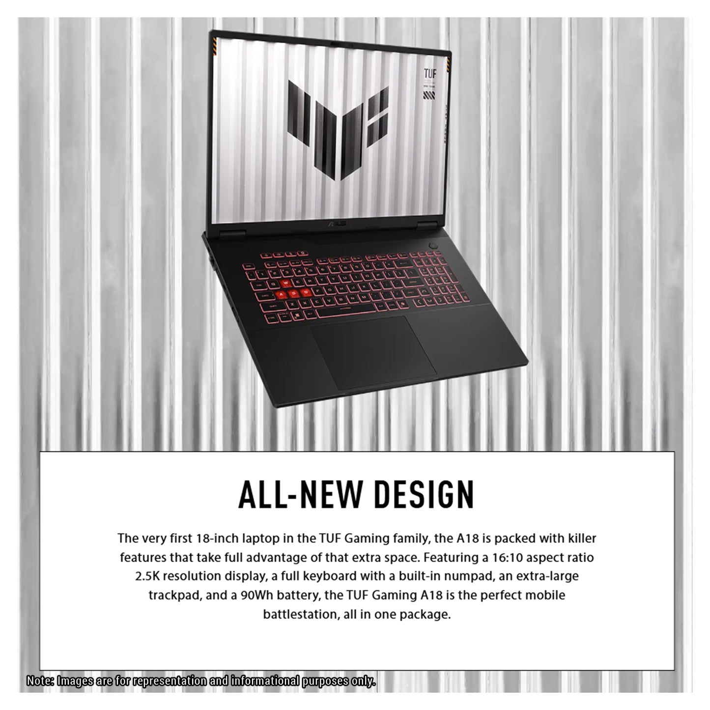 ASUS TUF A18 Gaming Laptop, Ryzen 7-260, 18" 2.5K (2560x1600) 240Hz, RTX 5070