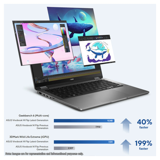 ASUS Vivobook Flip Copilot+ Laptop, Ultra 7-256V, 14" WUXGA (1920 x 1200) OLED Touchscreen,  Arc Graphics, Backlit Chiclet Keyboard