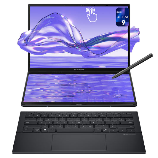 Asus Zenbook Duo Dual Laptop, Ultra 9-285H, 14'' 3K (2880x1800) OLED Touchscreen, Inkwell Gray