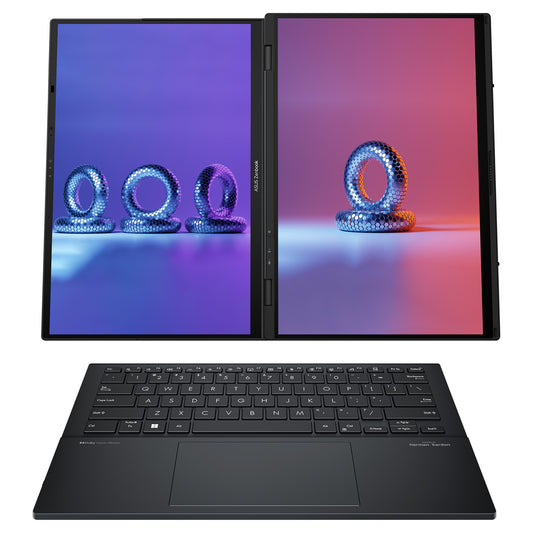 Asus Zenbook Duo Dual Laptop, Ultra 9-185H, 14'' WUXGA (1980x1200) OLED Touchscreen, Inkwell Gray + Traix MousePad