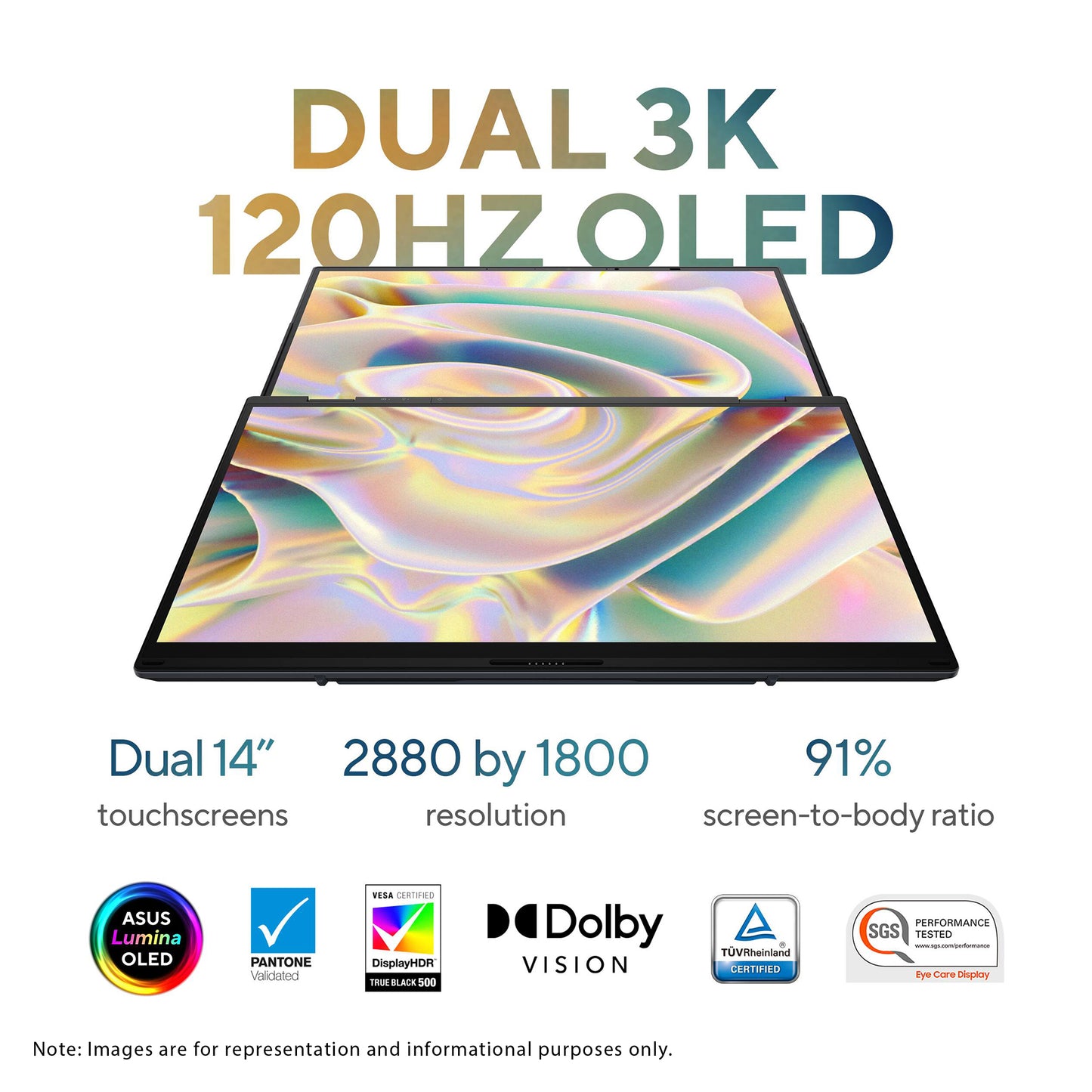 Asus Zenbook Duo Dual Laptop, Ultra 9-285H, 14'' 3K (2880x1800) OLED Touchscreen, Inkwell Gray