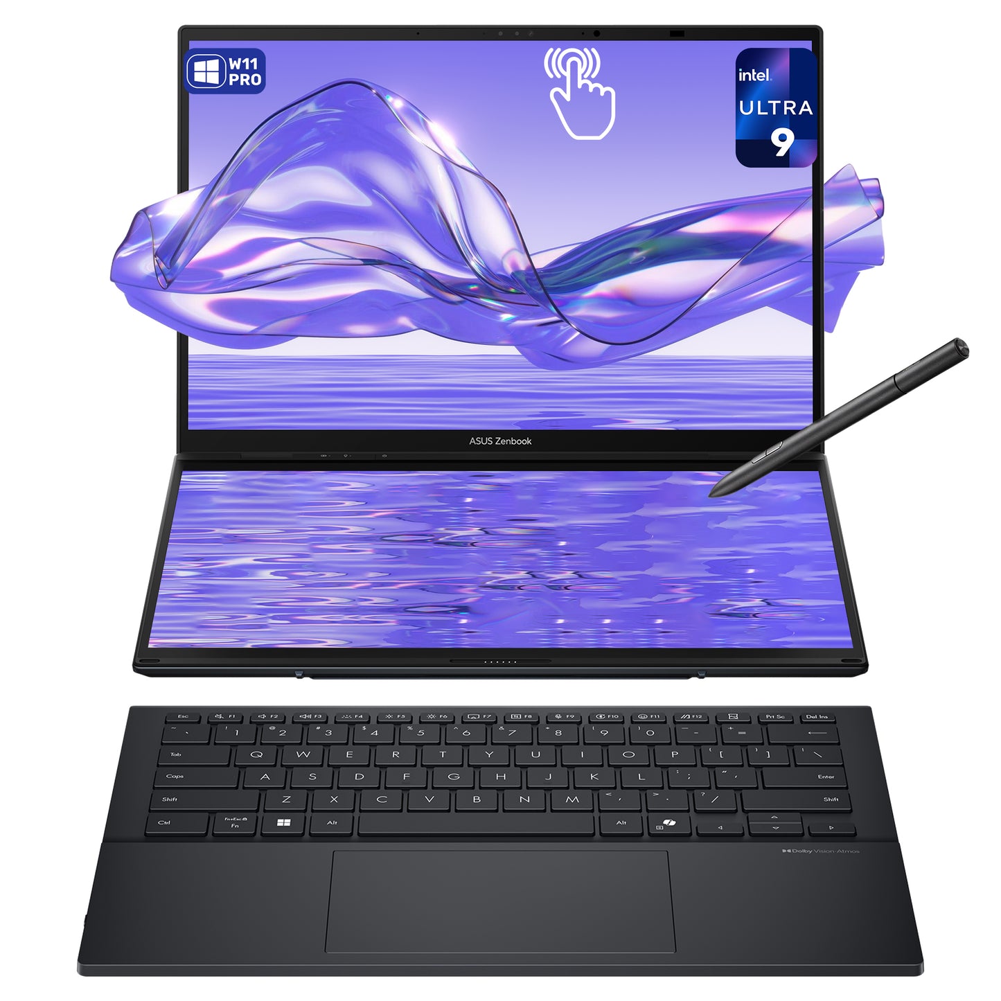 Asus Zenbook Duo Dual Laptop, Ultra 9-285H, 14'' 3K (2880x1800) OLED Touchscreen, Inkwell Gray