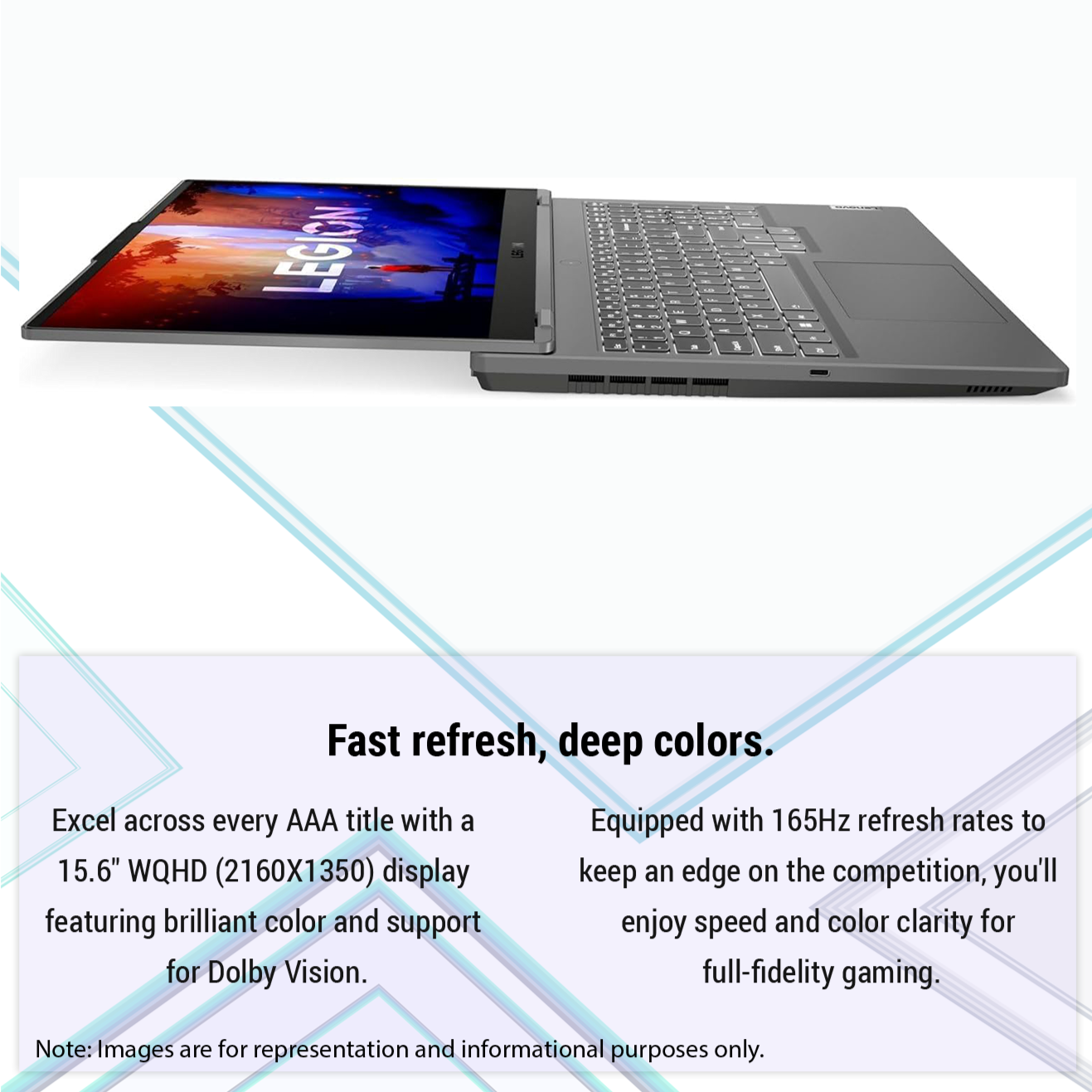 Lenovo Legion 5 Gaming Laptop, 15.6" WQHD Display, AMD Ryzen 7 7735HS, NVIDIA GeForce RTX 4060, Backlit Keyboard, Windows 11 Home, Storm Grey
