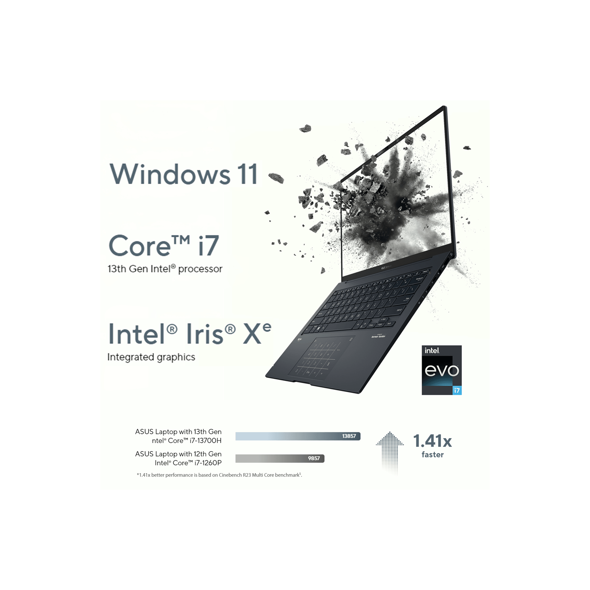 ASUS Zenbook 14X Laptop  , 13th Gen Core i7-13700H ,14.5" 2.8K OLED Touch , Intel Iris Xe Graphics , Windows 11 Pro