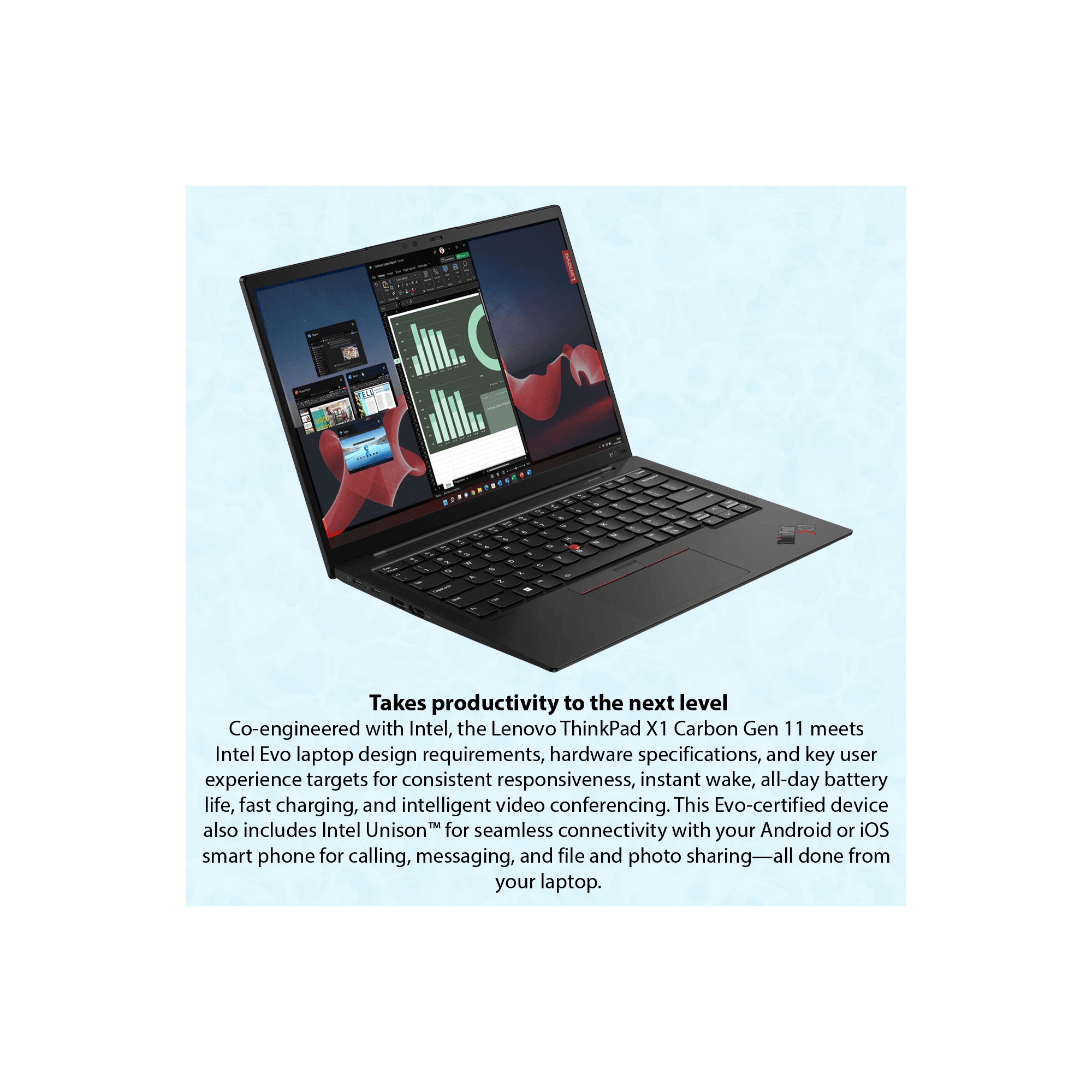 Lenovo ThinkPad X1 Carbon Gen 11, 14" WUXGA IPS Display, 13th Intel Core i7-1365U, Intel Iris Xe,  Windows 11 Pro, Black
