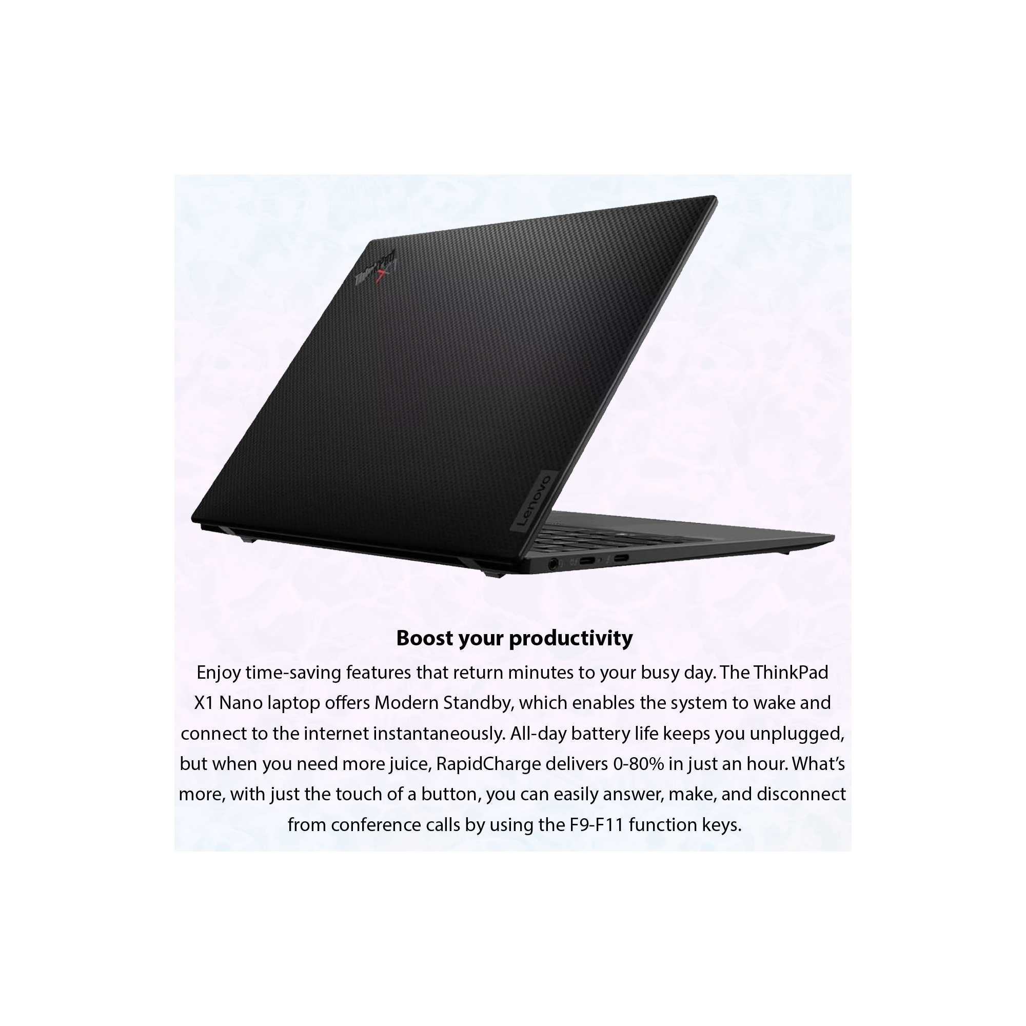 Lenovo ThinkPad X1 Nano Gen 1 , 13" 2K Display, Intel Core i7-1180G7, Iris Xe Graphics, Windows 11 Pro, Black