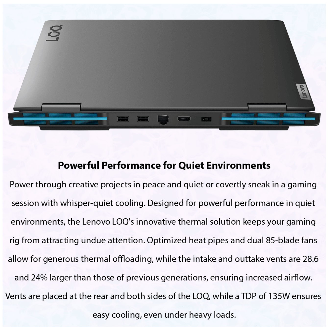 Lenovo LOQ Gaming Laptop, 16" WUXGA Display, Intel Core i5-13500H, RTX NVIDIA GeForce RTX 4050, Windows 11 Home, Grey - Teknoraks