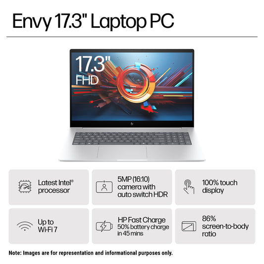 HP Envy Laptop, Ultra 7-155U, 17.3" FHD Touchscreen (1920x1080), RTX3050