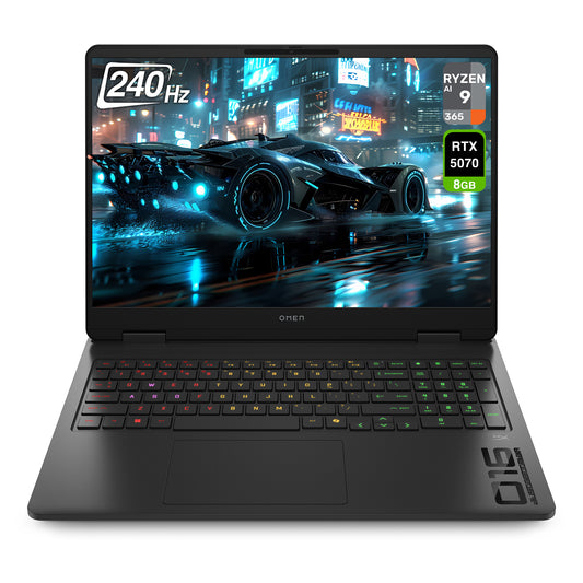 HP OMEN 16 Gaming Laptop, Ryzen AI 9-365, 16" WQXGA (2560x1600) 240Hz, RTX 5070, 4-zone RGB Backlit Keyboard