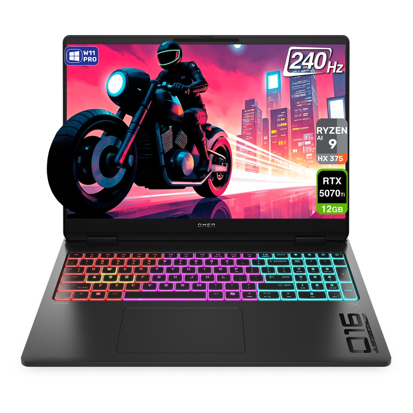 HP OMEN MAX Gaming Laptop, Ryzen AI 9 HX 375, 16" WQXGA (2560x1600) 240Hz, RTX5070Ti, W11 Pro (Used-Like New)