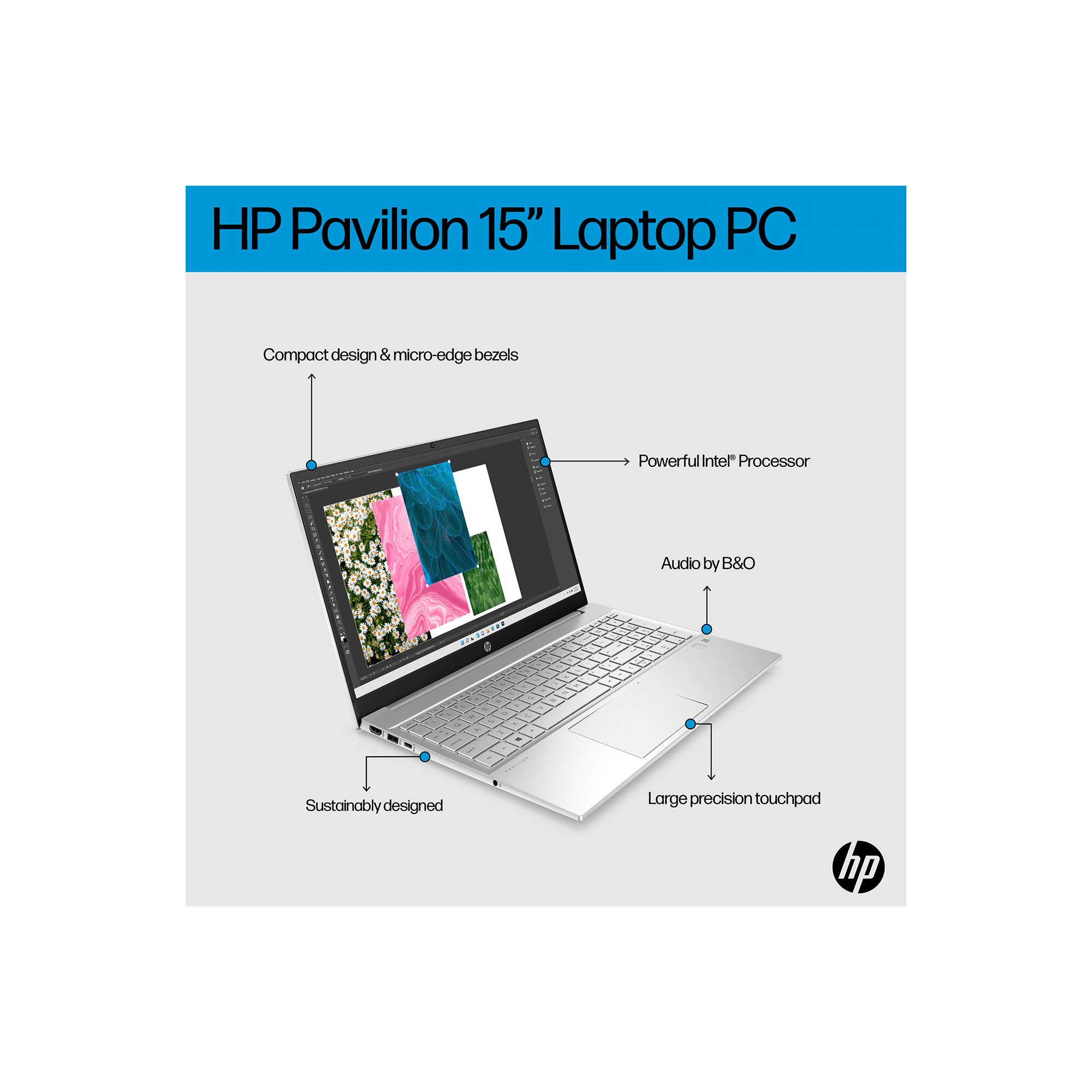 Hp Pavilion 15t Laptop,  Intel Core i5-1135G7, 15.6" HD Touch, Windows 11 Home, Silver