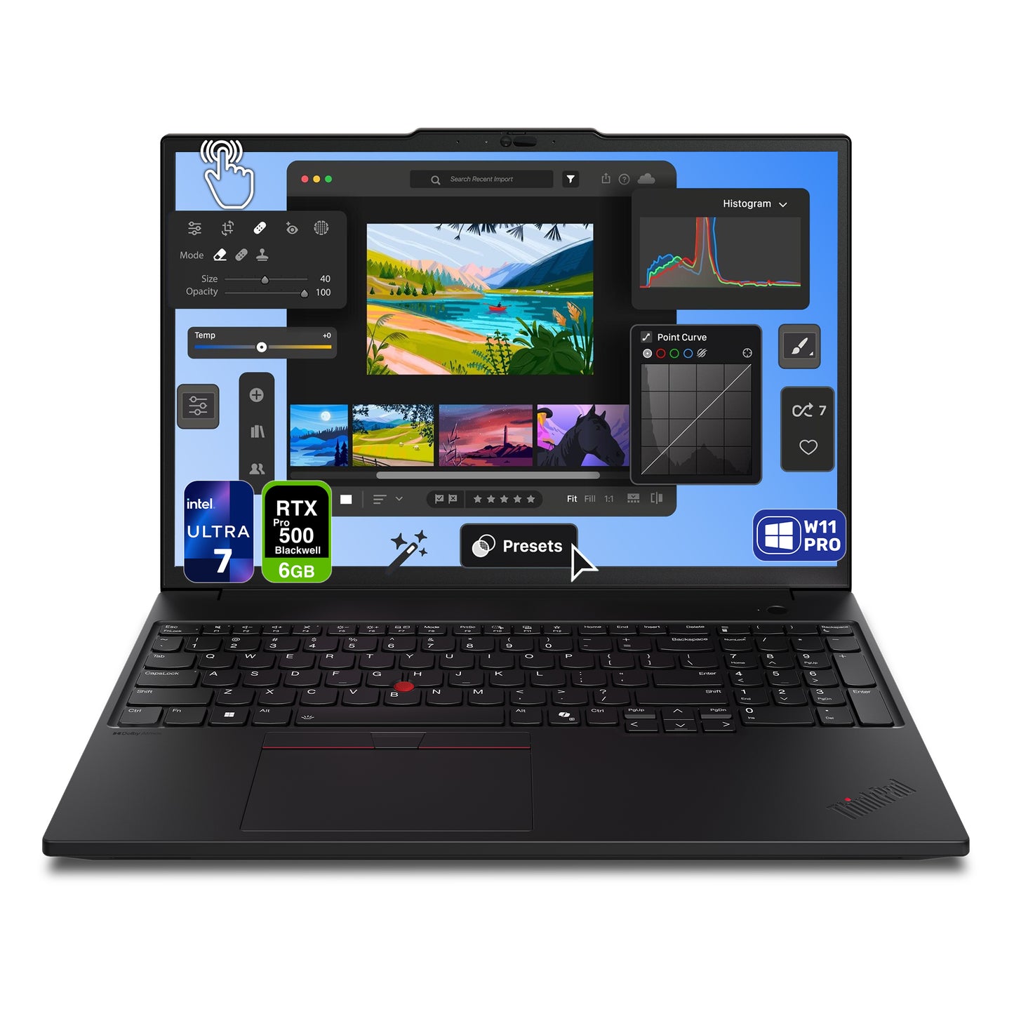 Lenovo ThinkPad P16s Gen 4 Mobile Workstation, 16" WQUXGA (3840x2400) OLED Touchscreen, RTX PRO 500, Backlit Keyboard, W11 Pro
