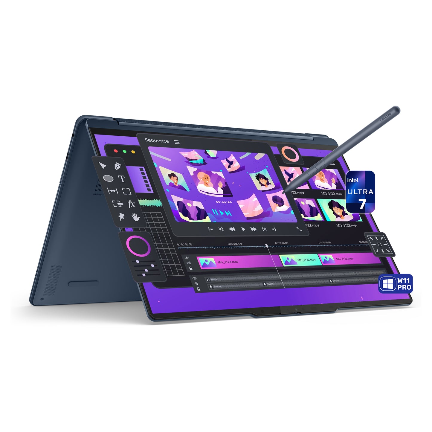 Lenovo Yoga 9i 2-in-1 Copilot+ Laptop, Ultra 7-258V, 14" 3K (2880x1800) OLED Touchscreen
