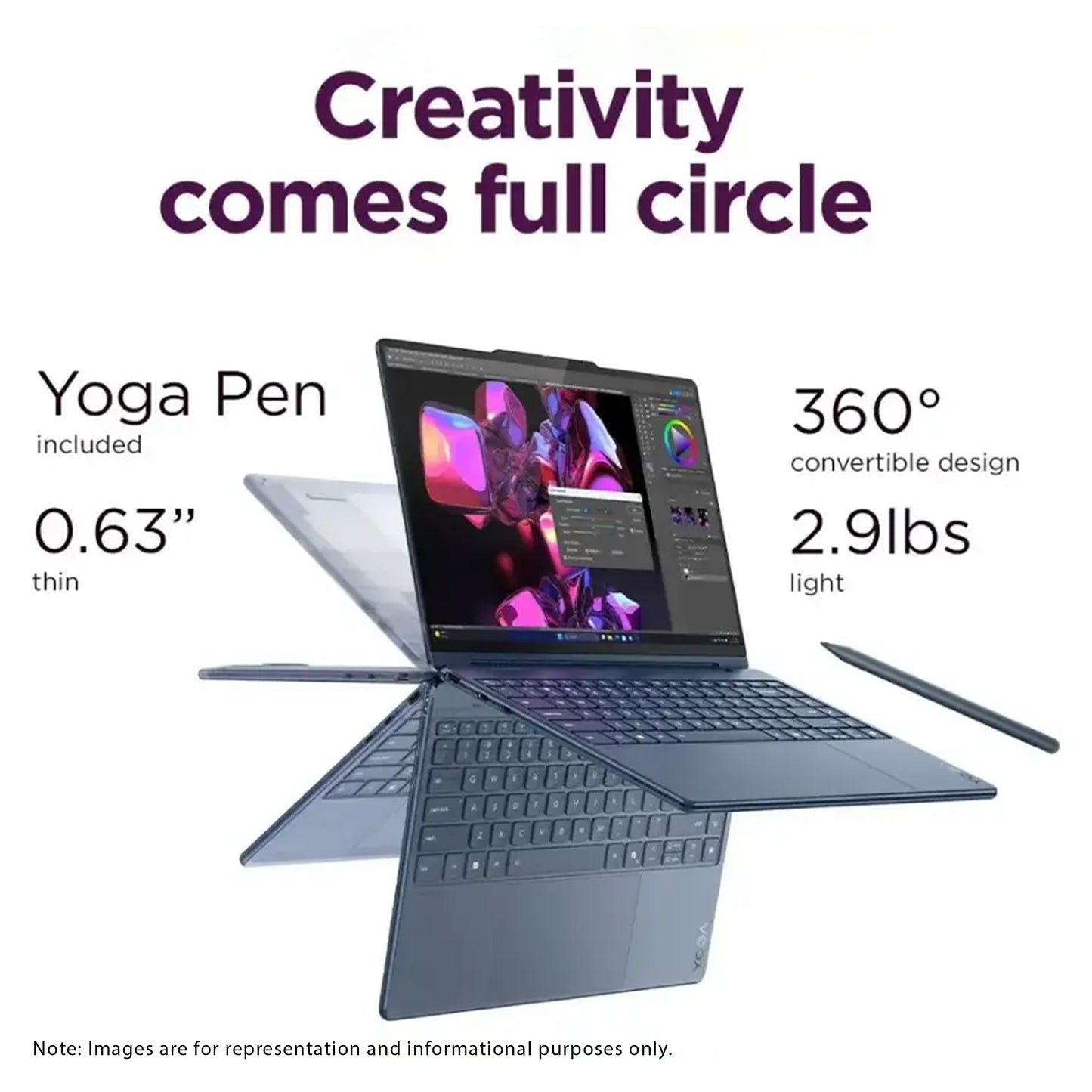 Lenovo Yoga 9i 2-in-1 Copilot+ Laptop, Ultra 7-258V, 14" 3K (2880x1800) OLED Touchscreen