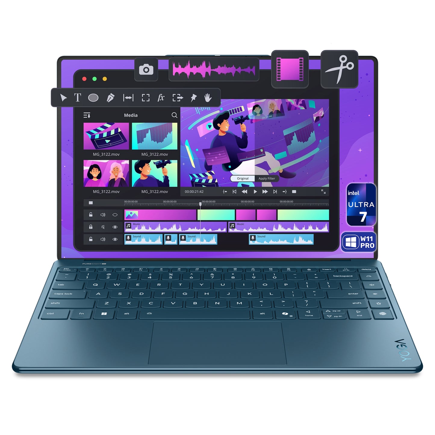 Lenovo Yoga Slim 9i Copilot+ Laptop, Ultra 7-258V, 14" 4K (3840x2400) 120Hz OLED Touchscreen