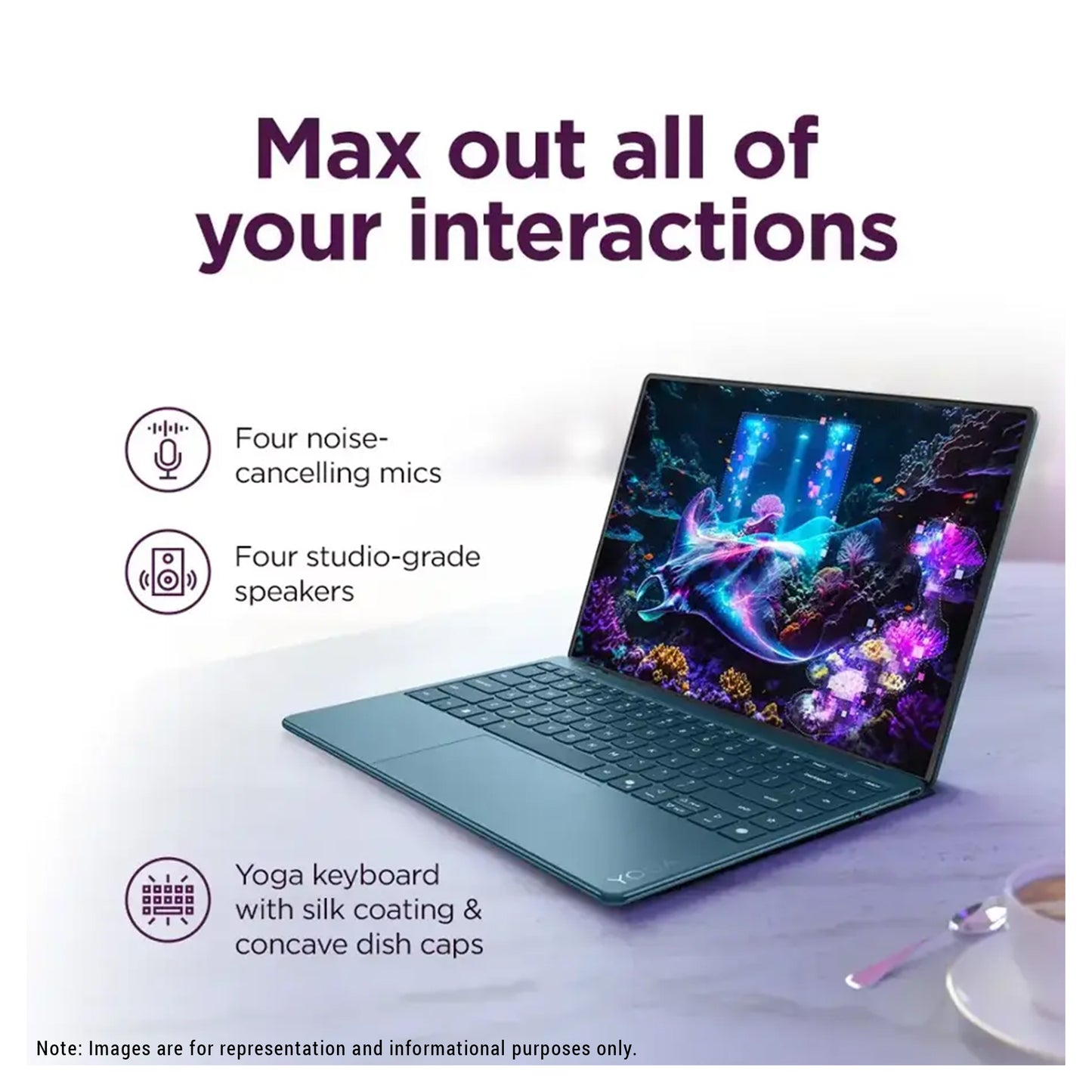 Lenovo Yoga Slim 9i Copilot+ Laptop, Ultra 7-258V, 14" 4K (3840x2400) 120Hz OLED Touchscreen
