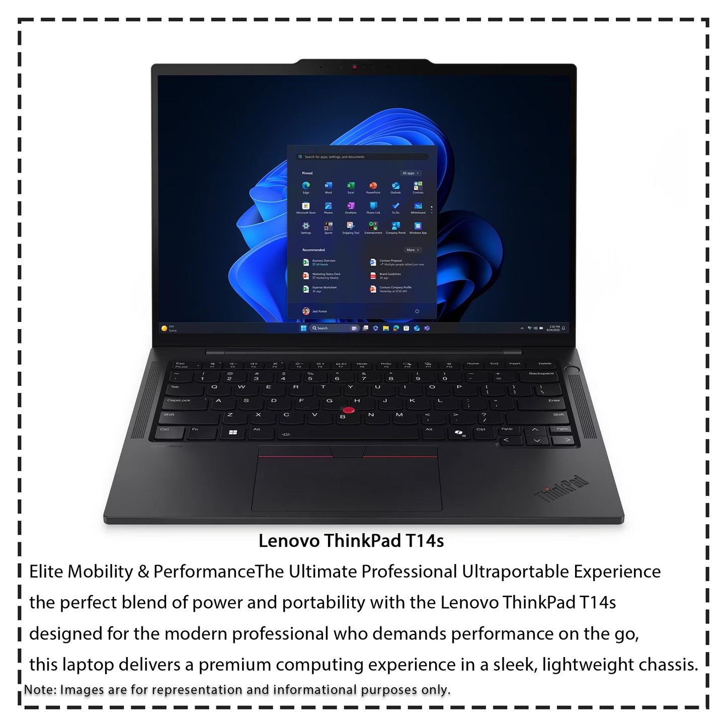 Lenovo ThinkPad T14s Gen 6 Laptop, Ultra 7-255U, 14" WUXGA (1920x1200)  Integrated Graphics, W11 Pro,