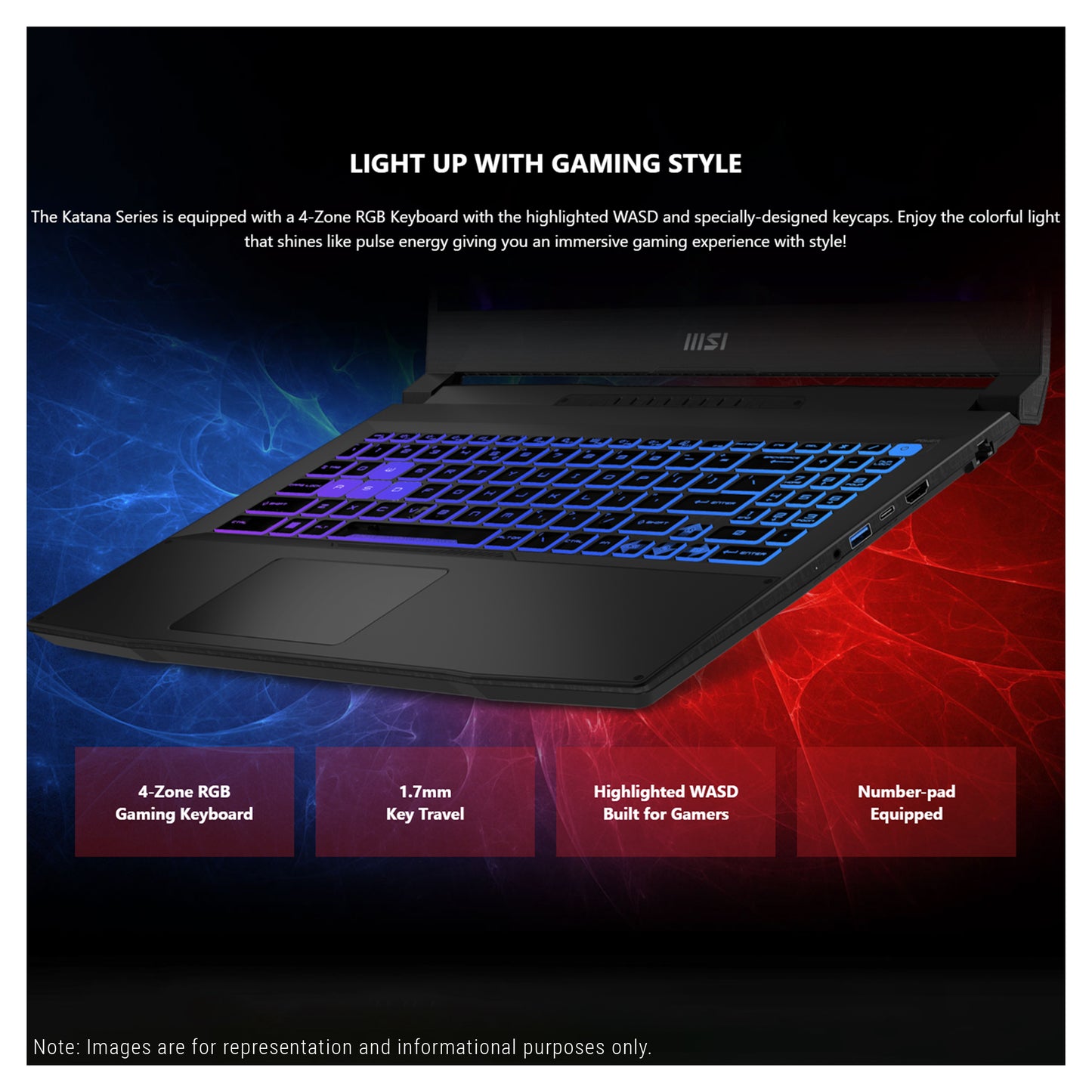 MSI Katana 15 Gaming Laptop, i7-13620H, 15.6" FHD (1920x1080), RTX4050, W11Home