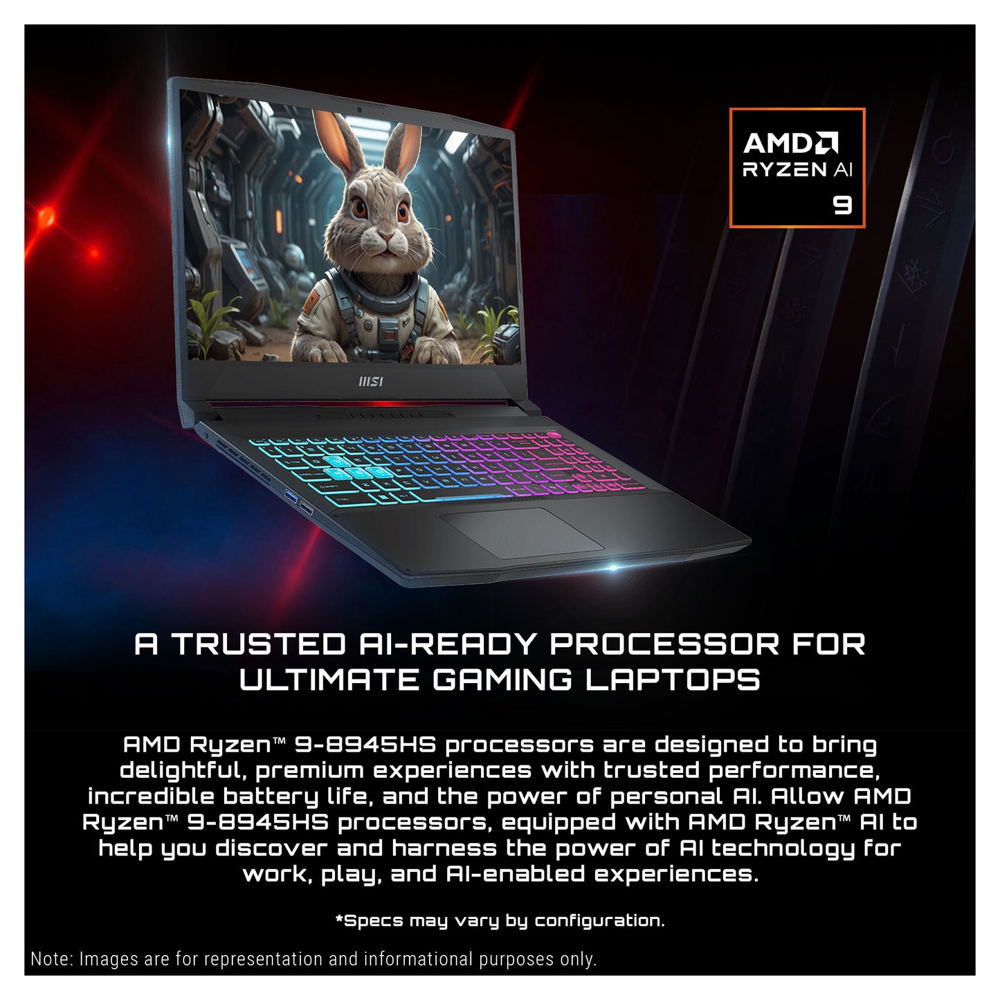 MSI Katana 15 Gaming Laptop, Ryzen 9 8945HS, RTX4070