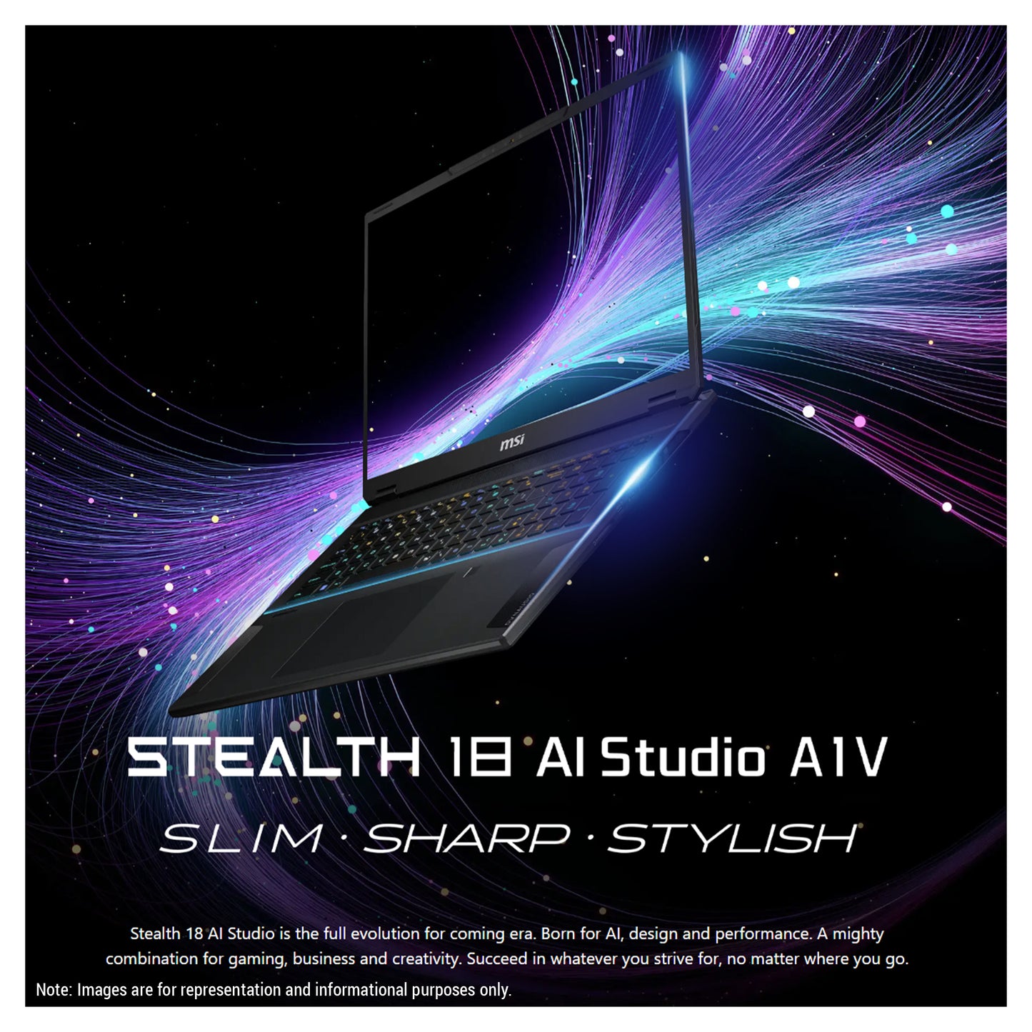 MSI Stealth 18 AI Studio Gaming Laptop, Ultra 9-185H, 18” QHD+ (2560x1600) 240Hz, RTX4080