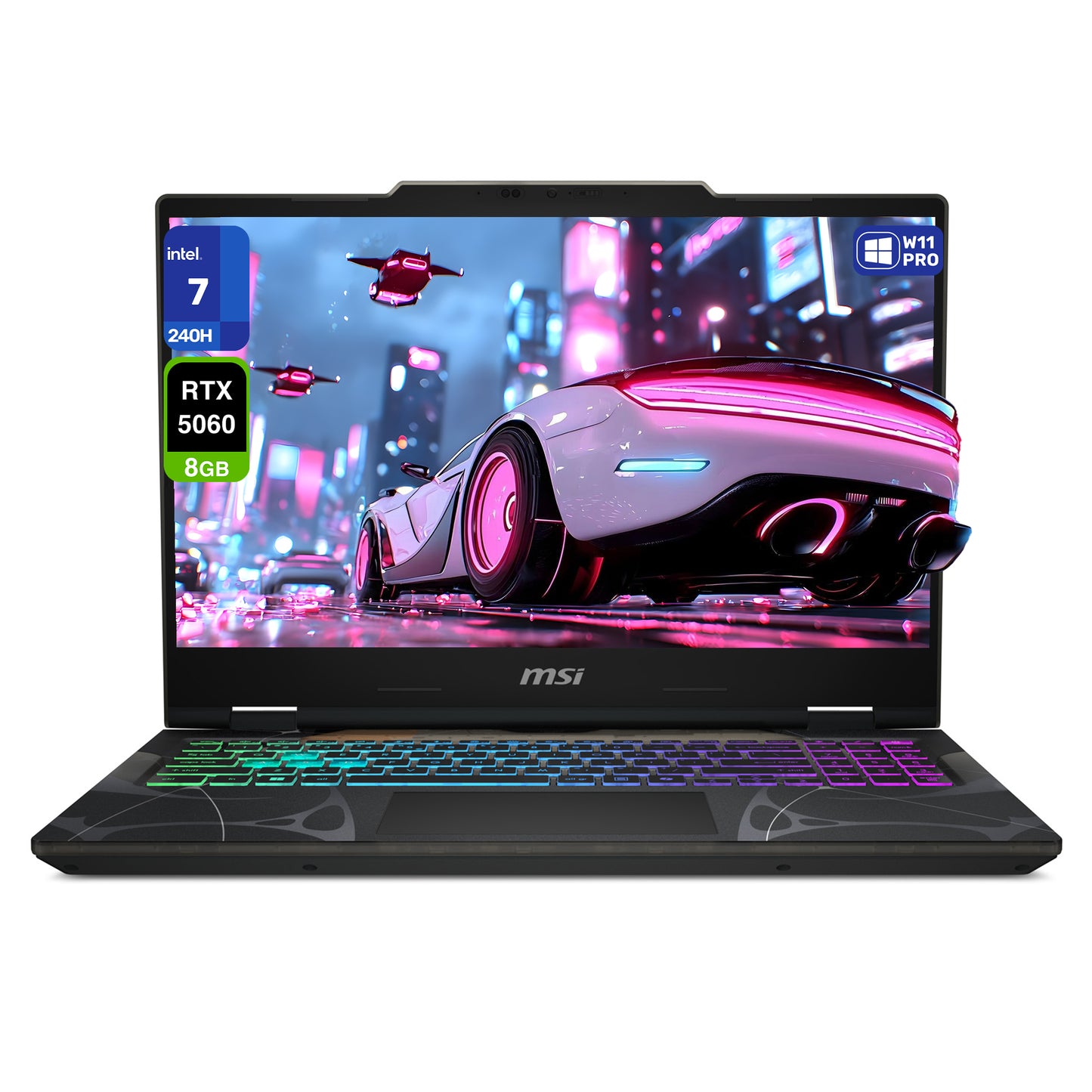 MSI Cyborg 15 Gaming Laptop, Intel 7-240H, 15.6" FHD (1920x1080) 144Hz IPS, RTX5060, 4-zone RGB Keyboard