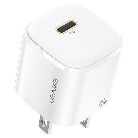 Usams USB C Charger, 20W USB-C PD Wall Charger, White