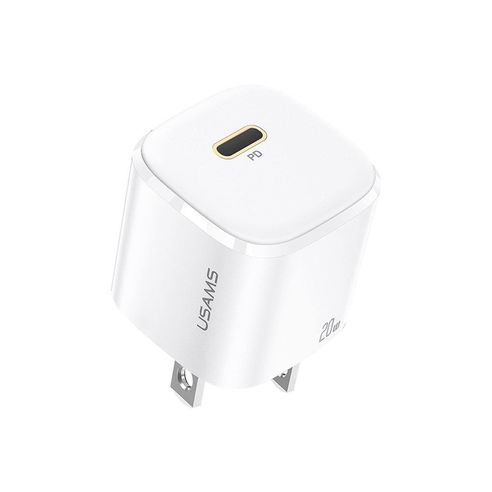 Usams USB C Charger, 20W USB-C PD Wall Charger, White